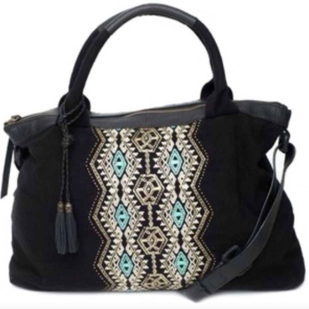 Cleobella Weekender Bag x Lucky Brand Embroidered Canvas Shoulder Bag Boho - Picture 11 of 11